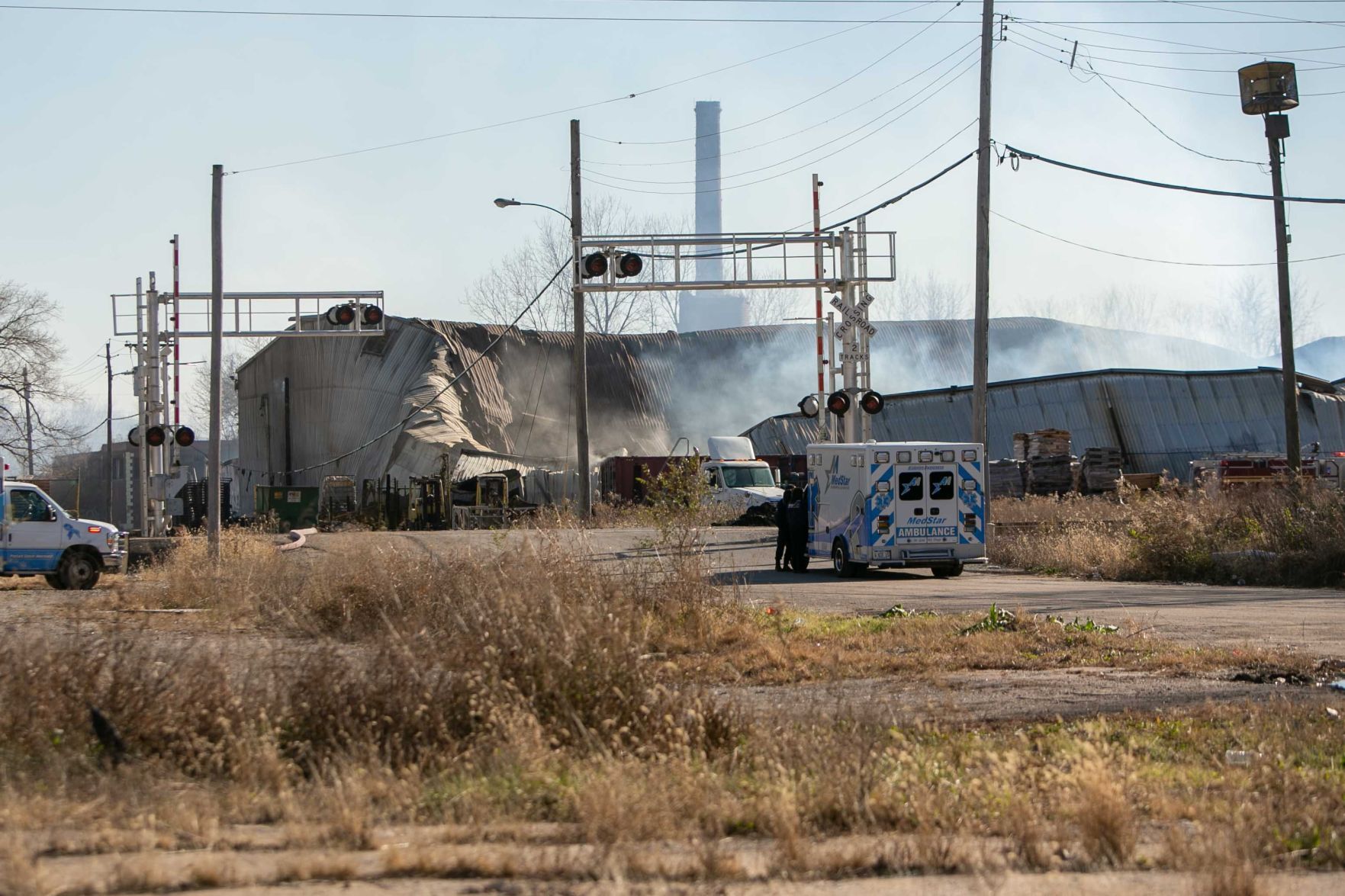 Recycling center fire and building collapse in East St. Louis